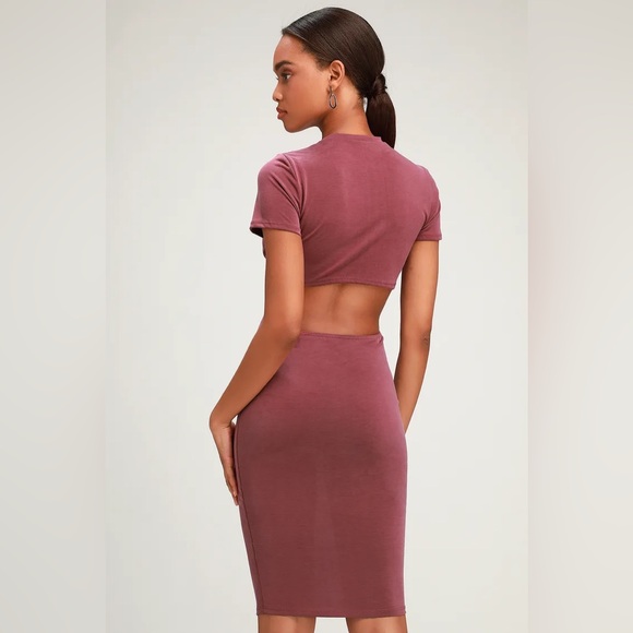 Tatum Washed Burgundy Tie-Front Cutout Dress - Picture 2 of 7